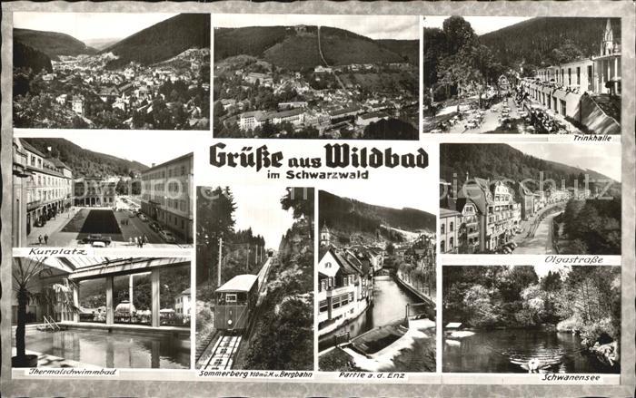 Wildbad Schwarzwald Olgastrasse Kurplatz Sommerberg Bergbahn