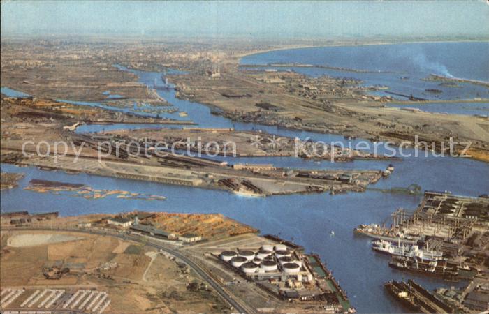 Los Angeles California Union Oil Company Long Beach Harbor Air view