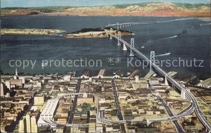 San Francisco California Oakland Bay Bridge Air view