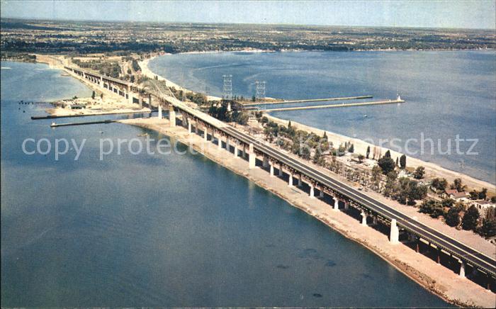 Hamilton Ontario Aerial view of the New Burlington Skyway Burlington Beach