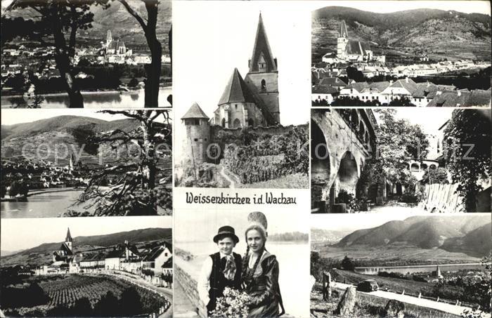 Weissenkirchen Wachau Panorama Teilansichten Schloss Landestrachten Bruecke