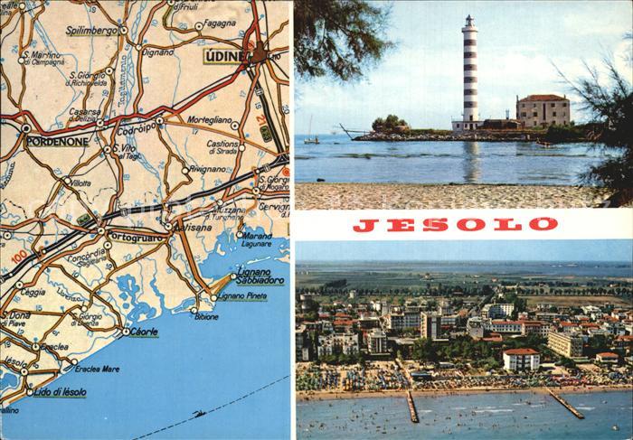 Jesolo Gebietskarte Leuchtturm Fliegeraufnahme