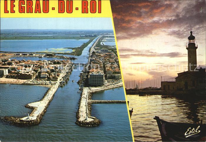 Le Grau-du-Roi Gard Le chenal vue aerienne et au soleil couchant