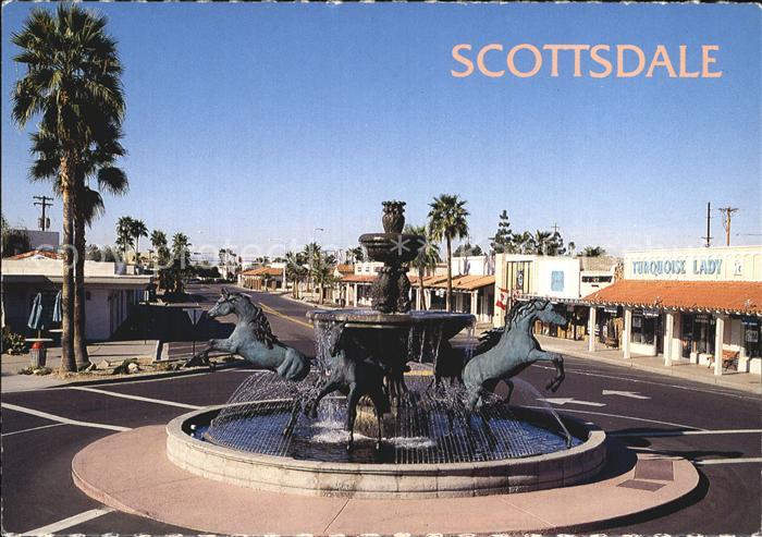 Scottsdale The bronze sculpture of five size Arabian horses stands at Fifth Aven