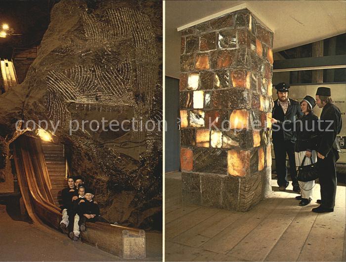 Berchtesgaden Salzbergwerk Kaiser Franz Rutsche Steinsalzpfeiler im Lehrraum