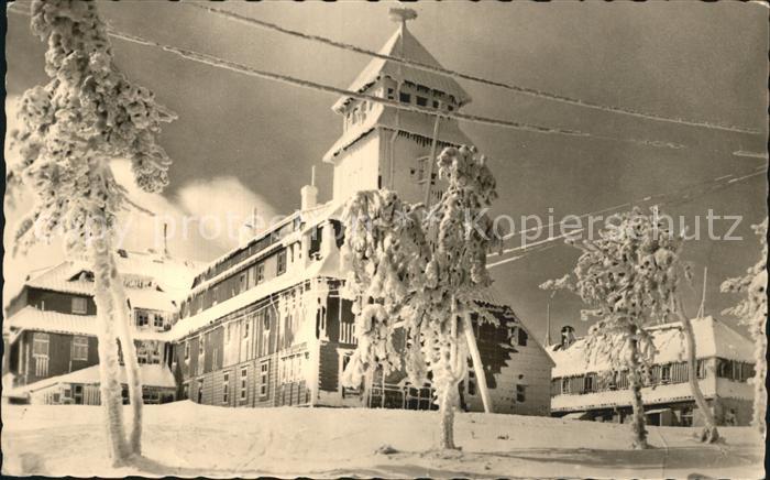 Oberwiesenthal Erzgebirge Fichtelberghaus Winterpanorama