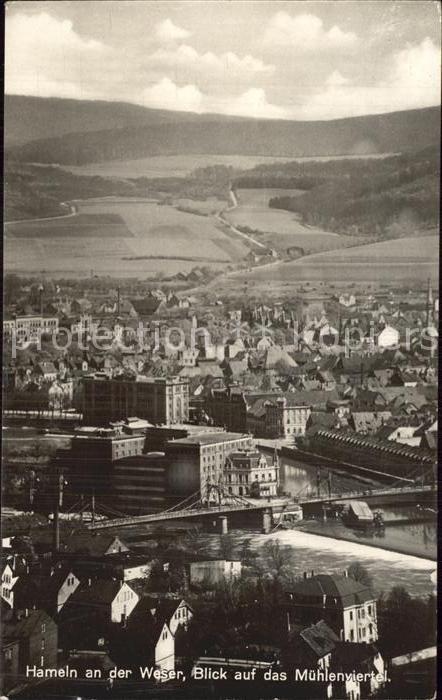 Hameln Weser an der Weser Blick auf das Muehlenviertel