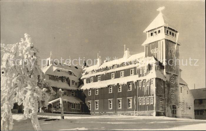 Oberwiesenthal Erzgebirge Fichtelberghaus Rauhreif Winterimpressionen