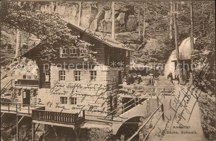 Rathen Saechsische Schweiz Amselfall Wasserfall Gaststaette