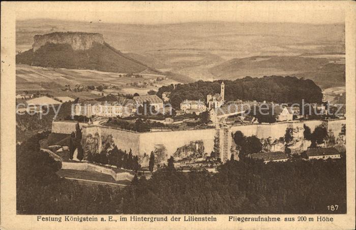 Koenigstein Saechsische Schweiz Festung Lilienstein Talfelberg Elbsandsteingebir