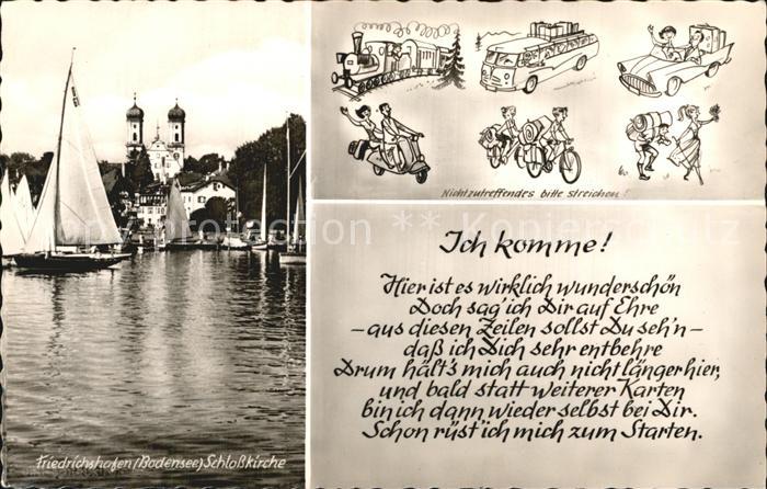 Friedrichshafen Bodensee Schlosskirche Ansicht von Seeseite Segelboot