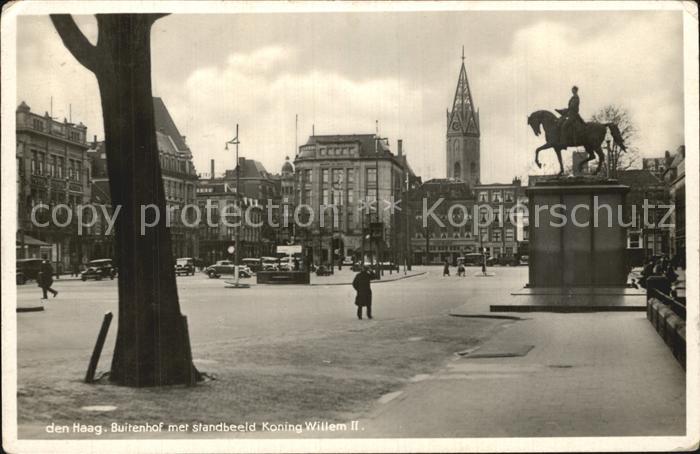 Den Haag Buitenhof met standbeelt Koning Willem II Reiterstandbild Denkmal