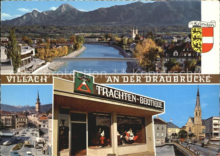Villach Kaernten Draubruecke Trachtenboutique Hauptplatz Alpenblick