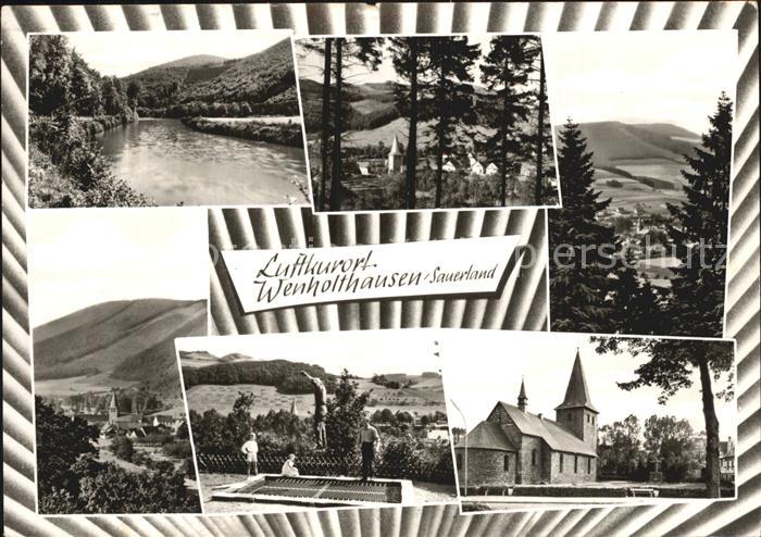 Wenholthausen Teilansichten Luftkurort Partie am Fluss Kirche Trampolin