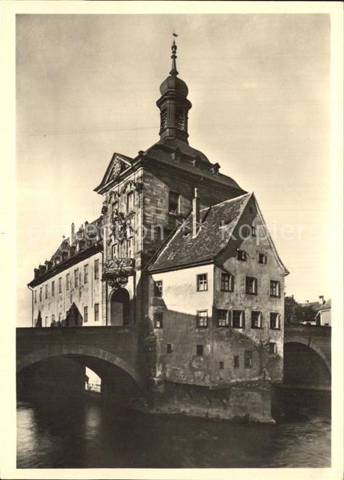 Bamberg Neues Rathaus Regnitzinsel gotischer Brueckenturm