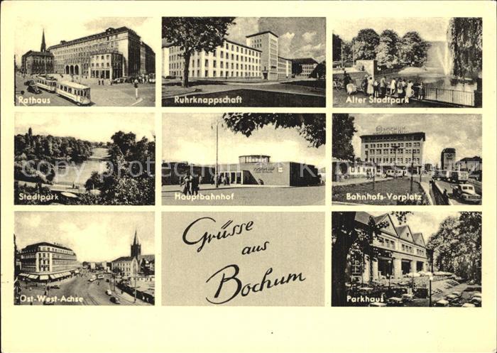 Bochum Rathaus Ruhrknappschaft Stadtpark Bahnhofsvorplatz Parkhaus Hauptbahnhof