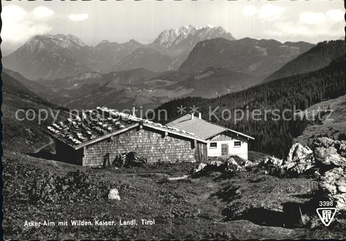 Landl Thiersee Acker Alm mit Wildem Kaiser Fernsicht Kaisergebirge