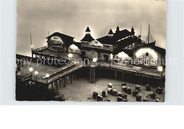 Sellin Ruegen Seebruecke Nachtaufnahme Fliegeraufnahme