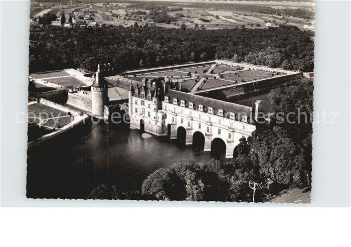 Chenonceaux Indre et Loire Le Chateau et ses Jardins vue aerienne