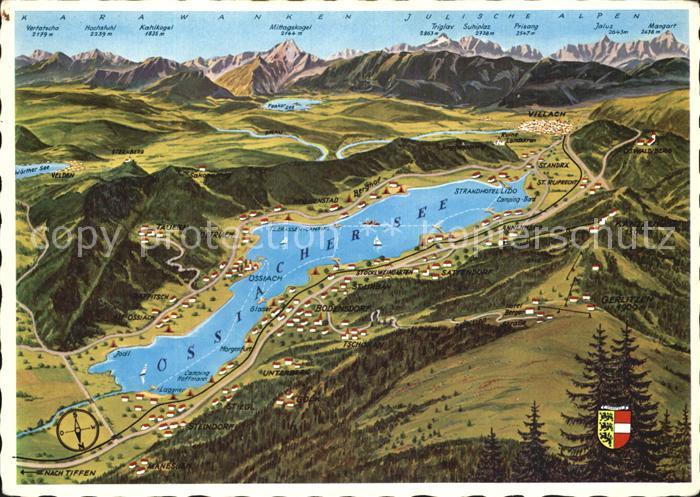 Ossiachersee Panoramakarte Bodensdorf Sattendorf Tauern