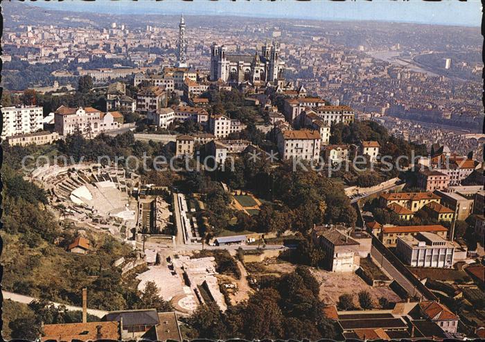 Lyon France Fliegeraufnahme Colline de Fourviere Theatres Romains