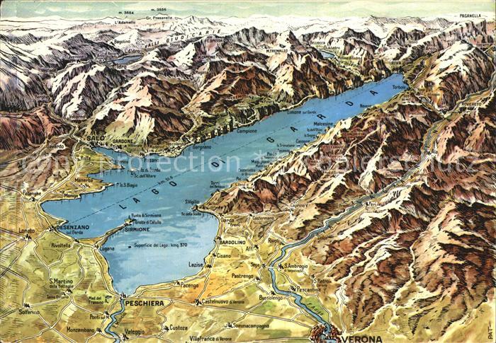 Peschiera del Garda Panoramakarte Verona Desenzano Bardolino