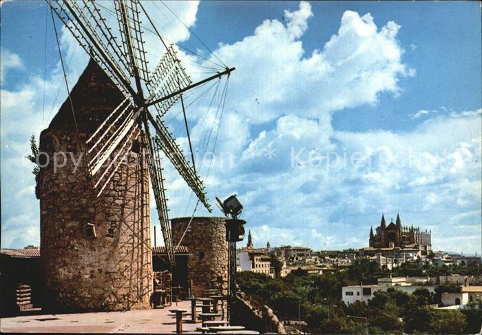 Palma de Mallorca Windmuehle Jonquet und Kathedrala