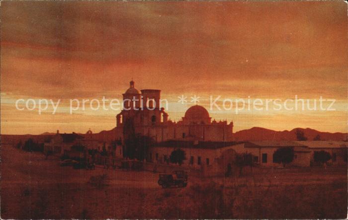 Tucson San Xavier Mission at sunset