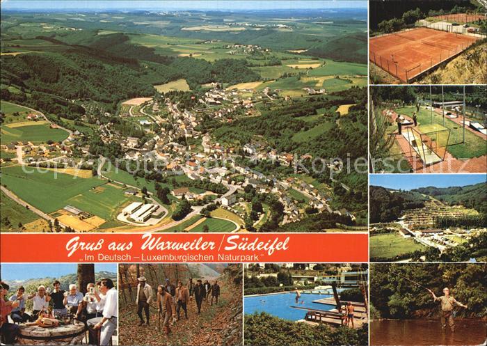 Waxweiler Suedeifel Deutsch Luxemburgischer Naturpark Fliegeraufnahme Tennis Min