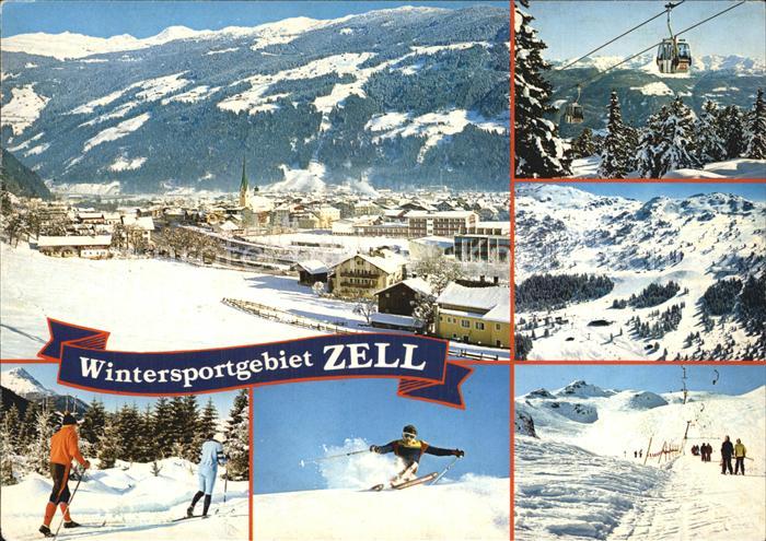 Zell Ziller Tirol Winterpanorama Alpen Langlauf Skifahrer Seilbahn
