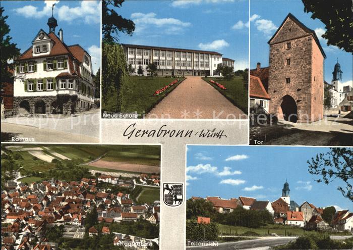 Gerabronn Wuerttemberg Rathaus Neue Schule Tor Turm Teilansicht Fliegeraufnahme