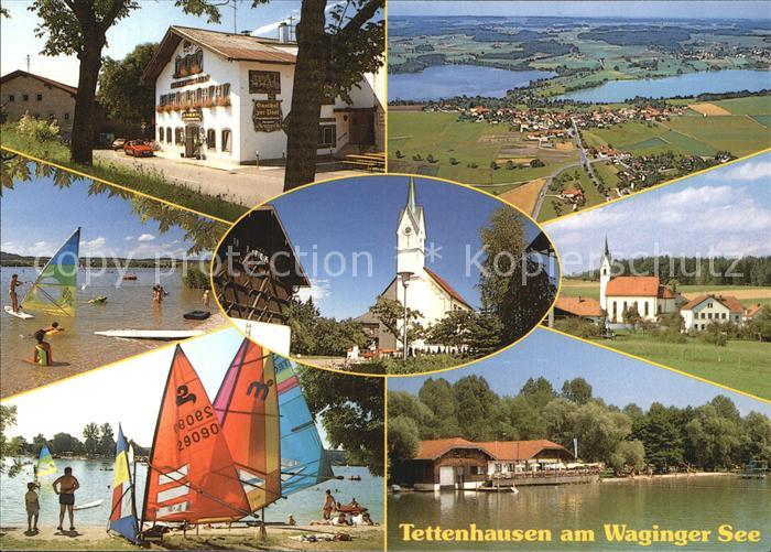 Tettenhausen Waginger See Badestrand Windsurfen Gasthof Kirche Fliegeraufnahme