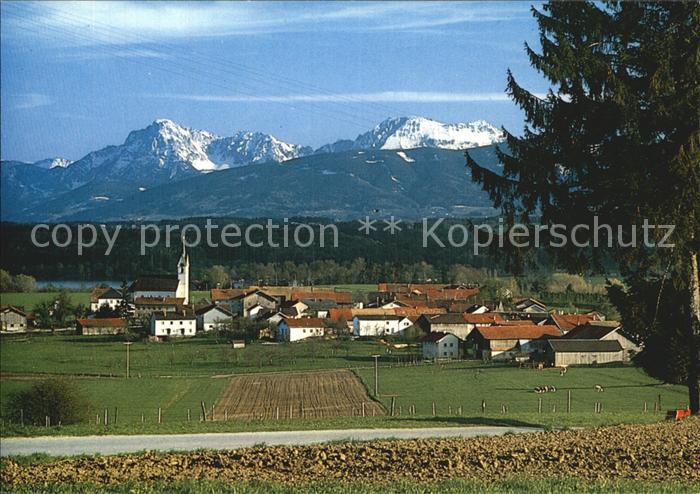Tettenhausen am Waginger See Ortsansicht mit Kirche Alpenpanorama