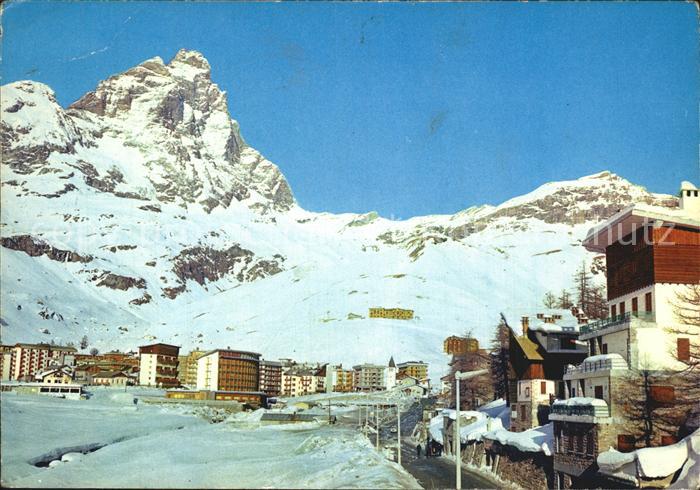 Cervinia Aosta Scorcio panoramico e Cervino Wintersportplatz Matterhorn Walliser