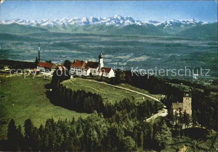 Hohenpeissenberg Fliegeraufnahme Restaurant Bayerischer Rigi mit Zugspitze
