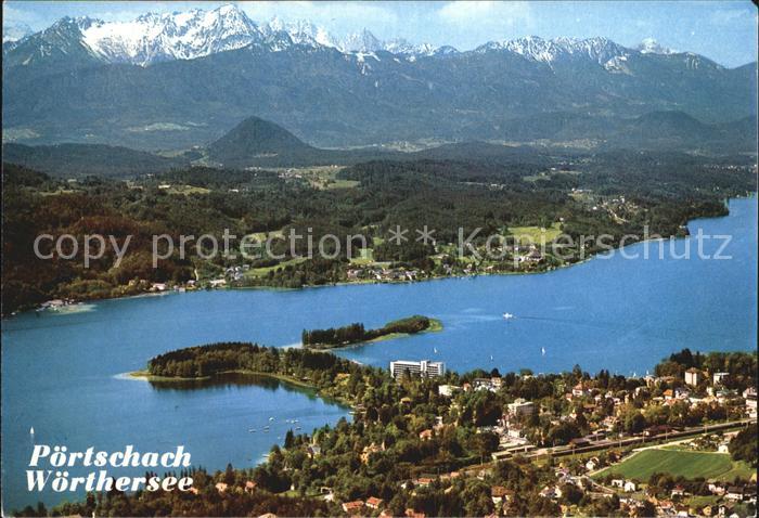 Poertschach Woerthersee Fliegeraufnahme mit See