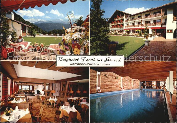 GARMISCH-PARTENKIRCHEN Bayern Berghotel Forsthaus Graseck Terrasse Gaststube Hal