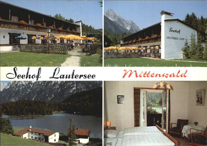 Mittenwald Bayern Cafe Restaurant Seehof Lautersee Terrasse Seeblick Zimmer