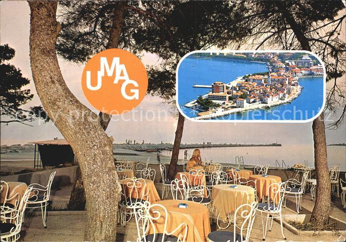 Umag Umago Istrien Strandcafe Terrasse Fliegeraufnahme
