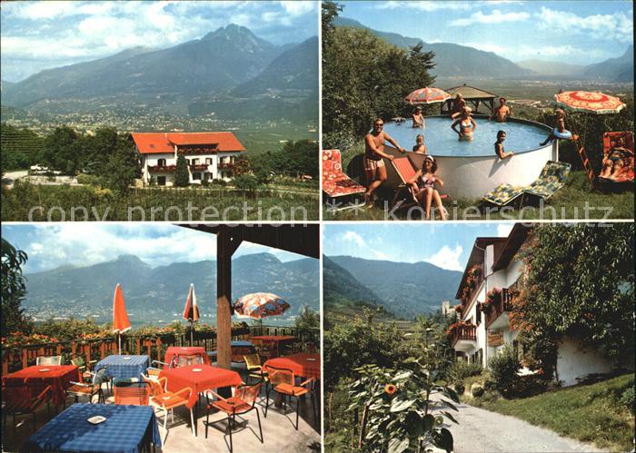 Tscherms Garni Unterstein Pool Terrasse