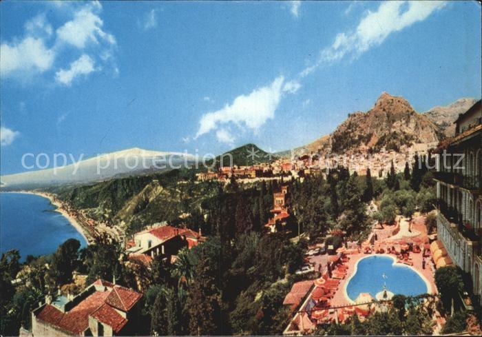 Taormina Sizilien Hotel Bristol Park Swimming Pool Meerblick Berge