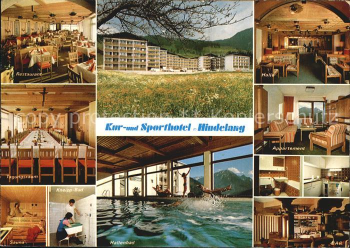 Hindelang Kur und Sporthotel Restaurant Tagungsraum Sauna Hallenbad Appartement