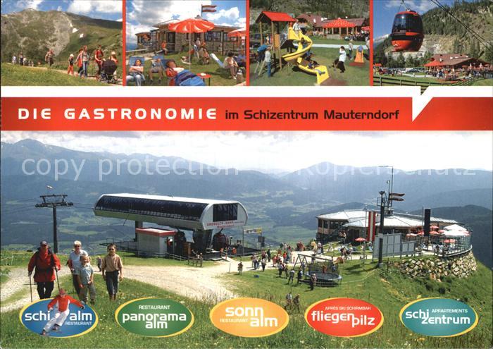 Mauterndorf Gastronomie im Schizentrum Bergstation Kabinenbahn Alm Sommerpanoram