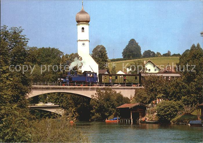 Gmund Tegernsee Lokalbahnlokomotive Nr 7 Mangfallbruecke Kirche Bayerischer Loca