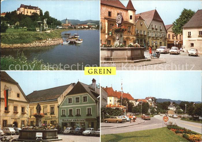 Grein Donau Oberoesterreich Greinburg Marktplatz Brunnen Hauptstrasse