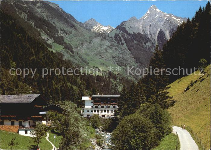 Mayrhofen Zillertal Gasthof Zillergrund Blick gegen Brandbergkolm Zillertaler Al