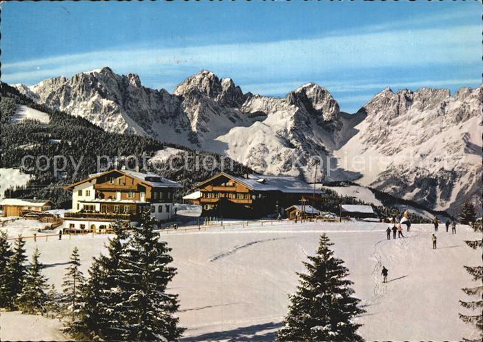 Kirchberg Tirol Berggasthof Maierl Winterpanorama Kaisergebirge