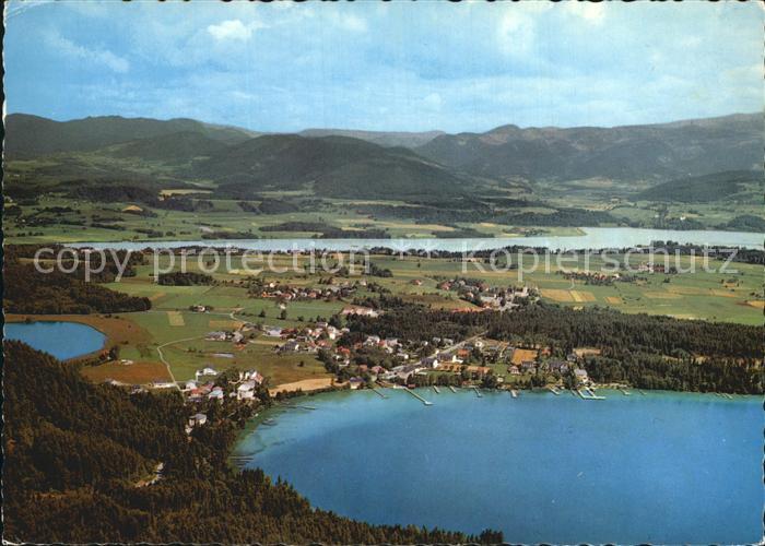 Seelach Klopeinersee Kleinsee und Stausee Unterkaerntner Seengebiet Fliegeraufna