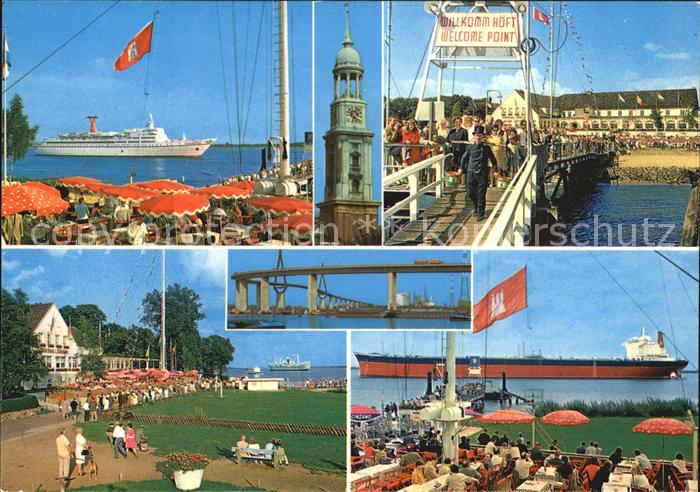 HAMBURG  CITY Schiffsanlage Willkommhoeft Schulauer Faehrhaus Koehlbrandbruecke