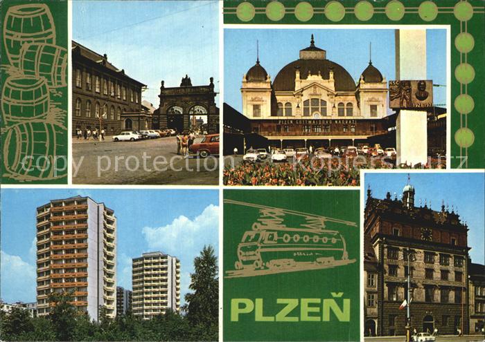 Plzen Pilsen Rathaus Brauereitor Hauptbahnhof